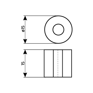 INOX ONE Philophrosyne Distanzrolle 15 mm / 15 mm Chrom-matt