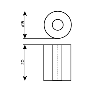 INOX ONE Philophrosyne Distanzrolle 15 mm / 20 mm Chrom-matt